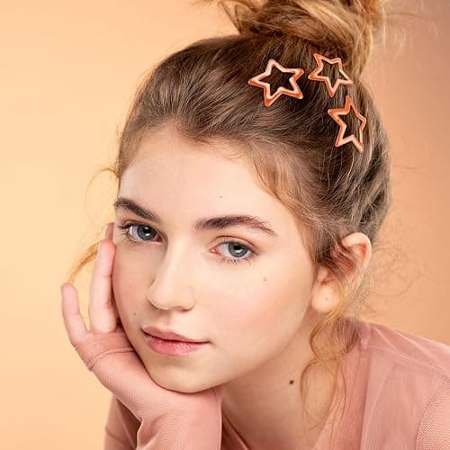 Joez Wonderful 20 Pcs Star Hair Clips, 1.18"/3cm Metal Snap Hair Clips, Cute Star Clips Hair Barrettes, Non-Slip Fashion Hair Accessories for Women (Orange) thumbnail 3
