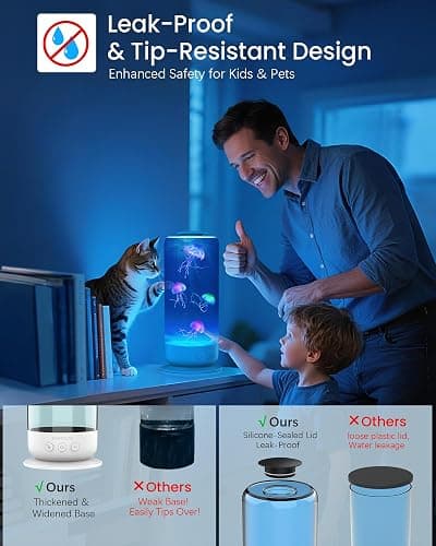 Jellyfish Lamp Quiet Calming Night Light for Bedroom Decor Gift(White） | 7 Color Changing LED Lights | 8H Auto-Off Timer thumbnail 4