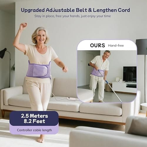 Heating Pad for Period Cramps, Upgraded Wrap Heating Pad for Back Pain Relief, Large 12''x 24''Heat Pad +26" Belt Adjustable 4 Timer 6 Heat Level Auto Shut Off, Christmas Birthday Gifts for Women Mom thumbnail 3