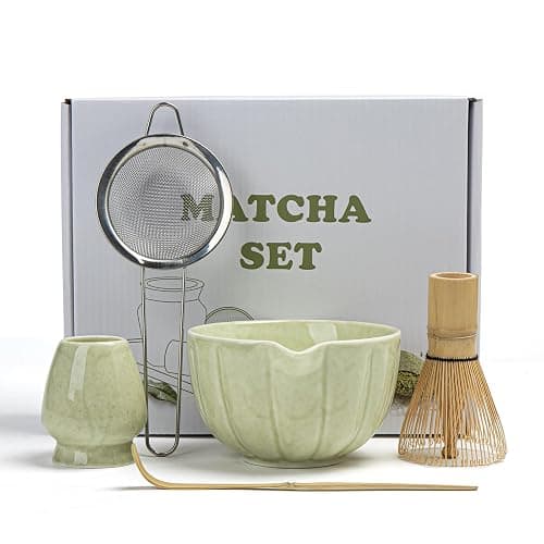 SFTXEY Matcha Whisk Set, Matcha Set Includes Ceramic Matcha Bowl, Bamboo Whisk, Scoop, Chasen Holder, Sifter, 5 Pcs Perfect Matcha Kit for Macha Lover (Mottled Green) thumbnail 7