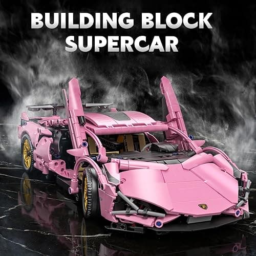 Chodia Sport Race Car Building Block Sets for Adults Pink Racing Supercar Toys Kits Collectible 1:14 MOC Model Construction Christmas Xmas Birthday Gift for Men Boys and Girls Teens Age 8-12 12-16,14+ thumbnail 4