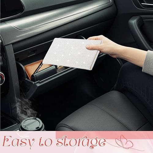 Honeydak Bling Pearl Car Registration Insurance Holder for Women, White | Sparkly Rhinestone with Card Slots, Vehicle Document Organizer, Insurance License Storage, Elegant Gift for Girls Drivers thumbnail 7