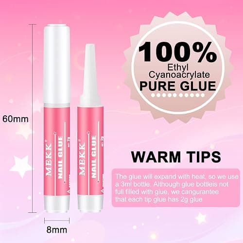 MEKK Nail Glue,Super Strong Nail Glue for Press Ons,Acrylic Nails,Nail Tips | 2g X 12Pcs,4 Weeks Long-Lasting,3-5s Quick Air Dry,Safe Formula,Professional Nail Glue for Home DIY & Salon Use,Nail Supplies thumbnail 2