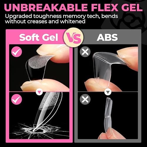UNA GELLA Extra Short Almond Nail Tips Full Cover 504PCS Gel Nail Tips Short Almond Shaped Nails Tips Soft Gelly Gel Clear Fake Nails Tip for Acrylic Nail Tip Soak Off Home DIY Salon Nails 12 Sizes thumbnail 8