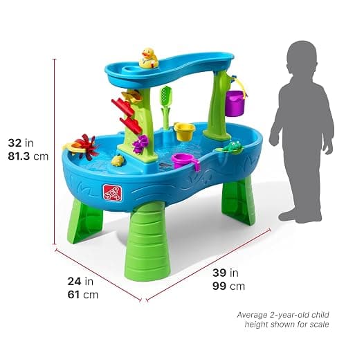 Step2 Rain Showers Splash Pond Water Table, Kids Water and Sand Activity Sensory Playset, Summer Outdoor Toys, 13 Piece Water Toy Accessories, For Toddlers 1.5+ Years Old, Blue & Green thumbnail 3