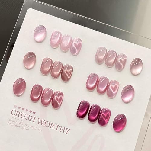 GAOY Pink Cat Eye Gel Nail Polish Set with Magnet 6 Colors, Holography for Valentine's Date Night Nails, Sweet & Spicy DIY Manicure thumbnail 2
