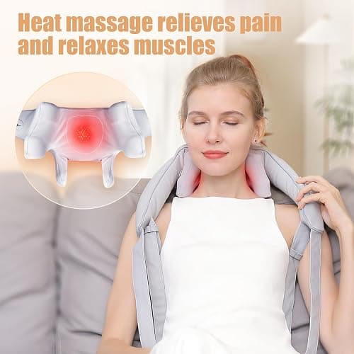 MASGRE Electric Shiatsu Back and Neck Massager, Cordless Shoulder Massager with Heat, Deep Tissue 3D Kneading Massage Pillow for Shoulder, Leg, Body Muscle Pain Relief, Gifts for Men Women thumbnail 3