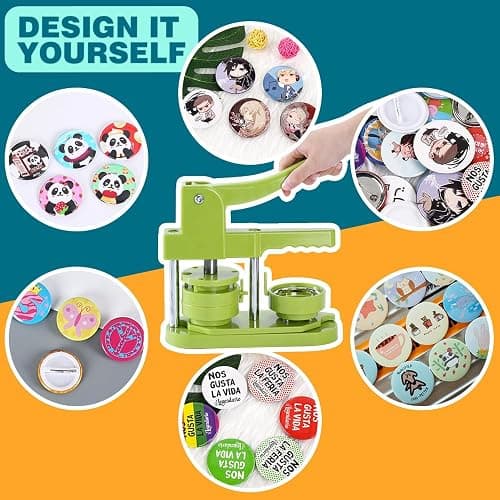 Happizza Button Maker Machine 58mm - (3rd Gen) Installation-Free 58mm(2.25in) DIY Pin Badge Button Maker Press Machine Badge Punch Press with Free 100pcs Button Parts&Pictures&Circle Cutter&Magic Book thumbnail 5