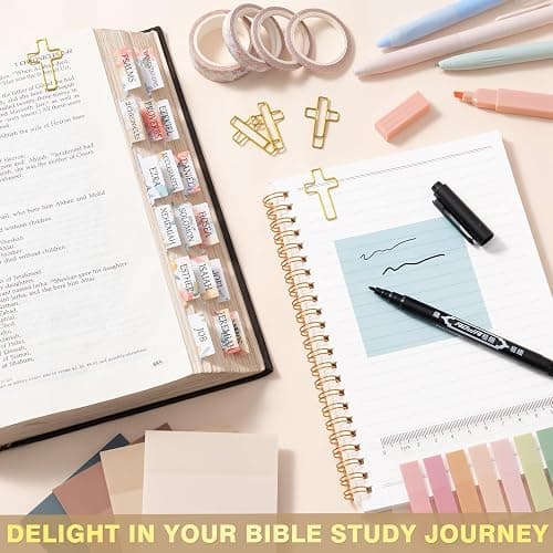Bible Study Supplies Journaling Kit for Women with Bible Cover Case, Christmas Christian Gifts for Women, Bible Study Tools Accessories Set with Highlighters Pens, Pencil Case Notebook Annotation Kit thumbnail 7