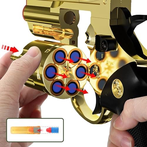Xuyongjun Toy Gun Soft Bullet Toy Revolver, Can fire Sponge Bullets,with 40 Bullets,for Age of 6 7 8 9 10+ Years Old Kid Boys Girls（Gold） thumbnail 6