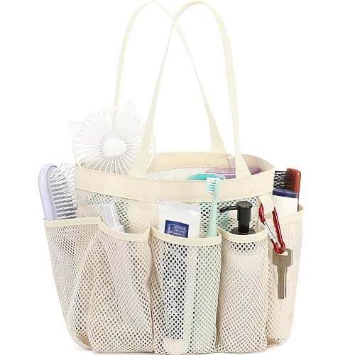 Fammart Mesh Shower Caddy Portable for College Dorm Room Essentials, Odorless Polyester Large Shower Tote Bag with Dual Handles, 8-Pocket Quick-Dry Toiletry Organizer for Travel, Beach, Camping, Gym - Image 1