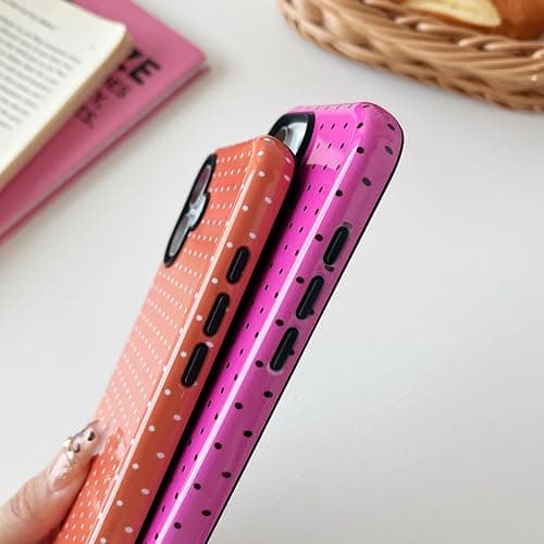 Sayoaho Compatible with iPhone 16 Case, Fashion Cute Polka Dot Pattern Aesthetic Design for Women, Soft TPU and Hard Back Shockproof Phone Case for iPhone 16 6.1 inch, Hot Pink thumbnail 7