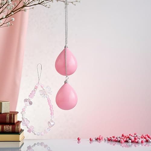 WsjiaboFux Pink Acrylic Beaded Mobile Phone Straps Anti-Lost Hand Strap Pendant Hanging Rope Phone Wrist Hand Lanyard Home Cell Phone Charms Button Stickers Decor Accessories thumbnail 7