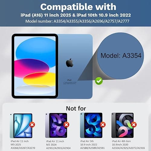 MoKo Touch Keyboard Case for iPad (A16) 11th Generation 11 inch 2025, iPad 10th Generation 10.9 inch Case with Pencil Holder, 7 Colors Backlit Multi-TrackPad Detachable Bluetooth Keyboard, Navy Blue thumbnail 2