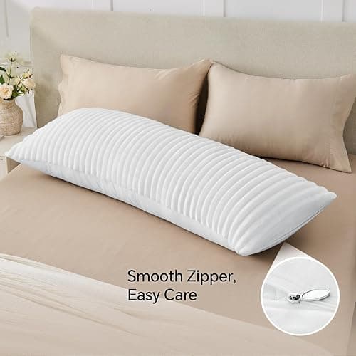 BEDELITE Fluffy Striped Body Pillow Cover with Zipper, Bright White, 20x54 | Ultra-soft Faux Fur with 14D Striped Texture, Comfy, Plush, and Cloud-like, Body Pillow Pillowcase for Bed Couch Room Decor thumbnail 6