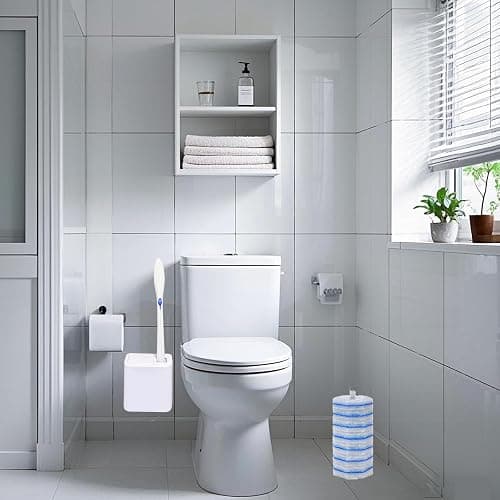 JEXYRON Wall Mounted Holder Fit for Clorox Toilet Wand, Compatible with Clorox Toilet Wand Holder only, Automatic Open and Closing Lid Design, White thumbnail 2