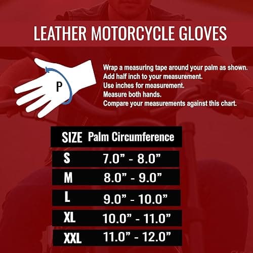 Jackets 4 Bikes Motorcycle Gloves - Premium Leather for Men Women, Touchscreen, Non-Slip, Motorbike Cruiser Street Biker Protector Glove thumbnail 5