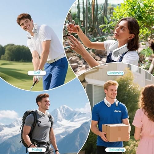 Hotsales Neck Fan, Hands Free Bladeless Neck Fans Portable Rechargeable, 6000 mAh Battery Operated Wearable Personal Fan, Cooling Neck Fan, 3 Speeds, USB Fan Gifts for Men, Women, Travel, Outdoor thumbnail 8
