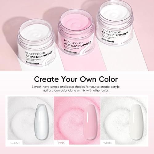 Acrylic Nail Kit for Beginners with Everything ,11 Colors Acrylic Powder Nails Kit Acrylics Set with Drill U V Light 3Pcs Gel Polish 24Pcs Glitter Powders Rhinstones Nail Art Extensions Home Gift Set thumbnail 2