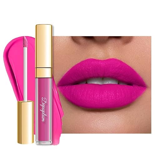 Hot Pink Lipstick Matte for Women, Color Stay Long Lasting Lipstick Smudgeproof Liquid Lipsticks, Cruelty Free Lip Color (DM06 Dream pink) - Image 1