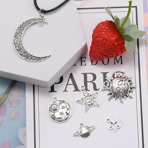 Weyuley 100g Mixed Antique Silver Sun Star Moon Charms Pendants DIY Bracelets Necklace Jewelry Making Craft Wholesale (A469) thumbnail 7