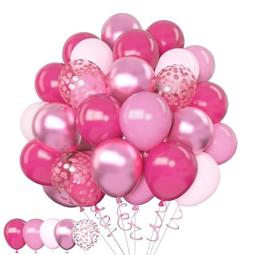 Amandir 153 Pcs Pink Balloon Arch Garland Kit, Different Sizes 18 12 10 5 inch Latex Metallic Confetti Hot Pink Balloons for Mothers Day Baby Shower Birthday Princess Wedding Party Decorations thumbnail 7