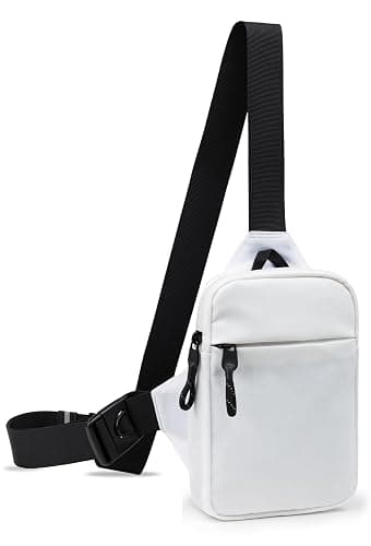 higouta Mini Sling Bag for Men Women, Waterproof Utility Crossbody Backpack Chest Bag for Hiking Travel Sports Running - White - Image 1