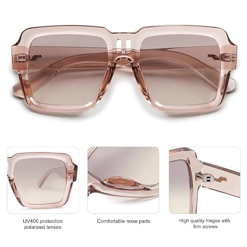 SOJOS Retro Square Polarized Sunglasses for Women Men Trendy Large Frame Sun Glasses Designer Inspired Shades SJ2320 thumbnail 4