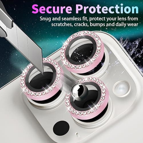 Zevytop Camera Lens Protector for iPhone 14 Pro/iPhone 14 Pro Max, Individual Tempered Glass Aluminum Alloy Ring Lens Cover with Installation Tray Fit for iPhone 14 Pro/14 Pro Max Diamond Pink thumbnail 2