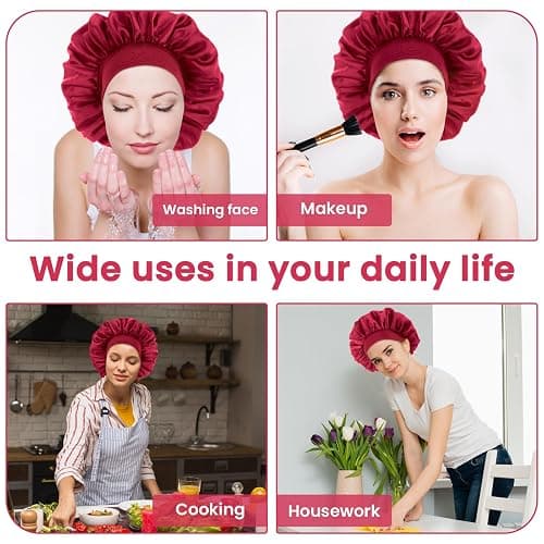 WLLHYF Silk Bonnet for Men, Satin Bonnet Elastic Band Silk Sleep Cap Soft Adjustable Hair Cap Hair Wrap for Women Sleeping thumbnail 6