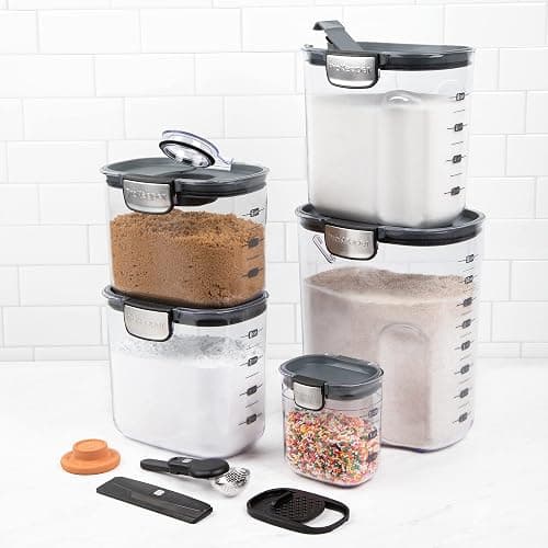 ProKeeper+ Airtight Food Storage Container Set – Clear Plastic Flour and Sugar Canister Set with Magnetic Accessories for Kitchen Organization (Grey, 9-Piece) thumbnail 3