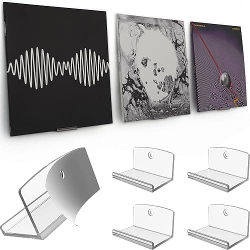 Modern JP Adhesive Vinyl Wall Mount (4-Pack) – Strong Hold Record Holder Wall, Record-Safe Easy Installation, Album Wall Mount for 1LP and 2LP – Clear - Image 1