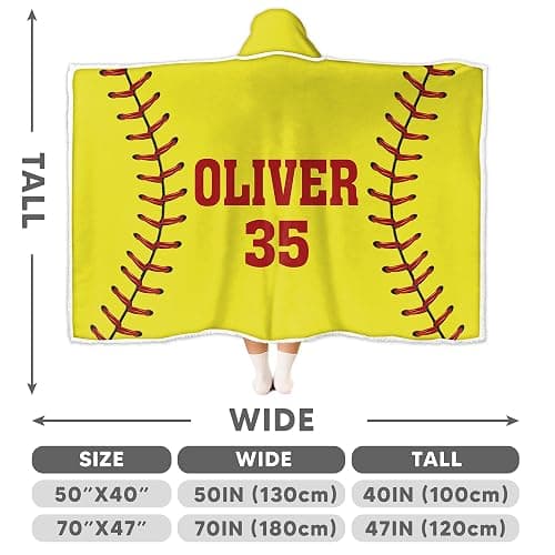 Hyturtle Personalized Softball Hooded Blanket – Softball Wearable Blankets Gift from Women Lovers – Sports Blanket Hoodie Gift for Players On Birthday – Custom Name Soft Cozy Flannel Sherpa Blankets thumbnail 6