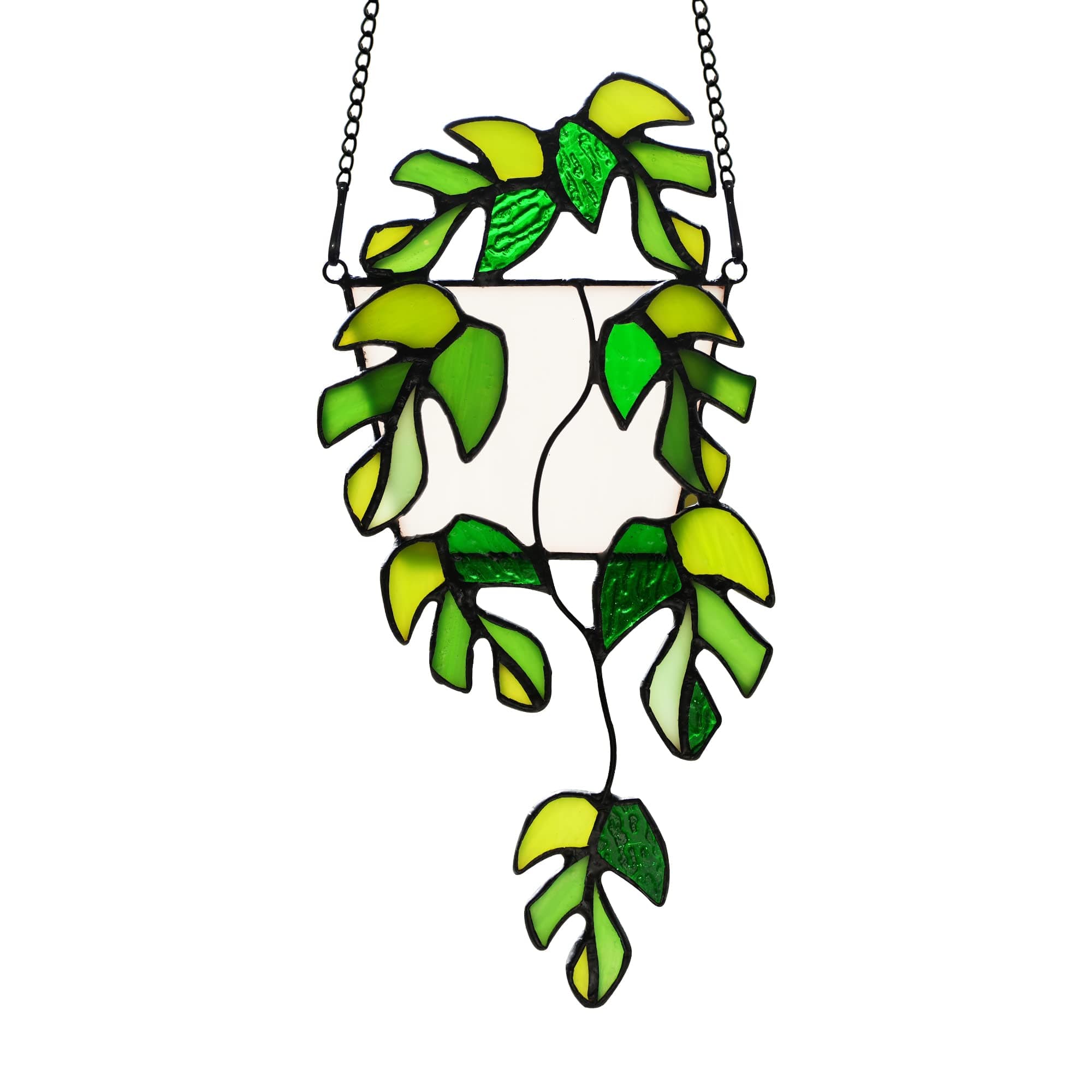 BOXCASA Variegated Monstera Stained Glass Window Hangings,Monstera Suncatcher Leaf Decor Plant Wall Art,Monstera Leaf Ornaments Gift for Mom - Monstera Leaf a - Image 1