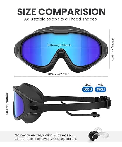 NSSIW Swim Goggles,Anti-Fog UV 180°Clear View Swimming Goggles,3 Pack Goggles Swimming Adult Men Women Youth thumbnail 3