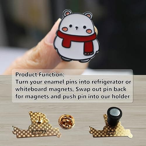 15 Magnetic Pin Backs for Enamel Pins (Black), Converts Pins into Refrigerator Magnets & Put Your Pins on Fridge for Seasonal Decorations and Gifts, Enamel Pins Not Included thumbnail 3