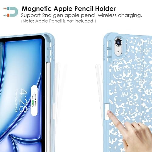 Supveco Case for iPad Air 11 Inch (M4 2026/M3 2025/M2 2024),iPad Air 5th/4th Generation 10.9 Inch 2022/2020 with Pencil Holder-[Auto Wake/Sleep],Premium Folio Stand Soft TPU Back Cover-Ice Blue thumbnail 3