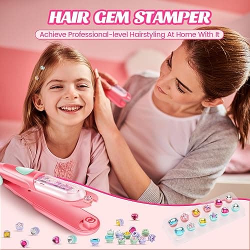kidzkube Hair Gem Stamper Kit, Bling Hair Jewels for Girls Toys, Hair Styling Tool with Reusable Shining Diamonds, Birthday Gifts Toys for Girls Ages 3 4 5 6 8-12 thumbnail 5