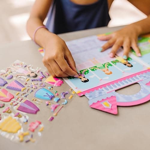 Melissa & Doug Puffy Sticker Play Set – Princess, 67 Reusable Stickers with 2 Fold-Out Scenes, Restickable Fashion Activity Book, Mess Free Travel Toys for Kids Ages 4+ thumbnail 6