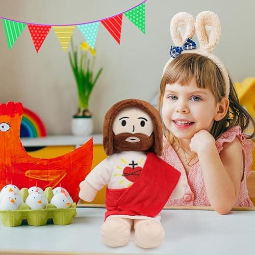 Yelakey 13" Jesus Plush Toy Heart of Jesus Plushie Savior Stuffed Doll for Church Sunday School Religious Easter Gift for Children Kids thumbnail 2