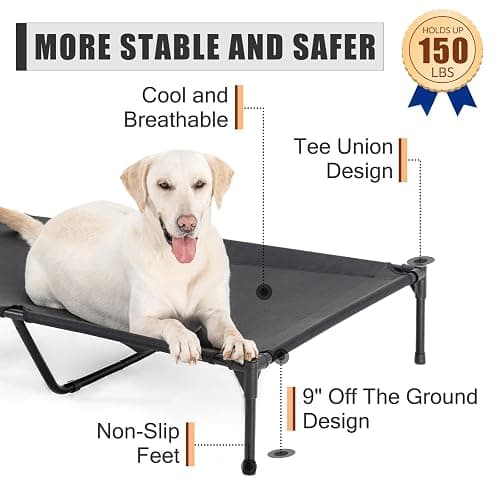 Garnpet XL Elevated Dog Bed for Large Dogs, Extra Raised Dog Cot Beds, Heavy Duty Pet Cots with Durable Supportive Teslin Recyclable Mesh, Indoor & Outdoor Pet Bed thumbnail 3