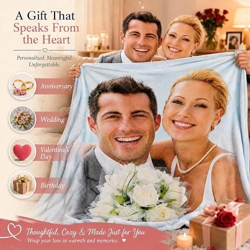Custom Soft Fleece Bed Blankets Photo Blankets for Girlfriend Wife Anniversay Wedding Gifts,Personalized Photo Blankets Lightweight Cozy Warm Outdoor Picnic Blanket for Camping Travel thumbnail 5