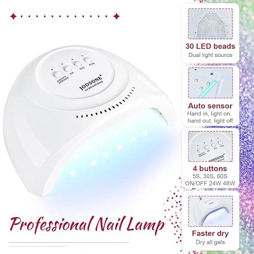 JODSONE 60 PCS Gel Nail Polish Starter Kit With U V Light 55 Kinds Of Color Glitter Gel Polish No Wipe Base And Glossy Matte Top Coat Easy To Apply thumbnail 5