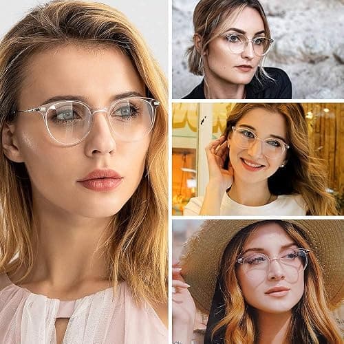 ZENOTTIC Round Clear Lens Glasses for Women, Non-Prescription Eyeglasses Transparent Frame Fake Glasses thumbnail 6