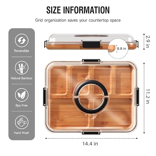 Renmxj Charcuterie Board with Clear Lid, Travel Portable Cheese Board Charcuterie Boxes Cutting Boards for Kitchen, House Warming Gifts New Home, Gifts for Women (6 Compartments Black) thumbnail 3