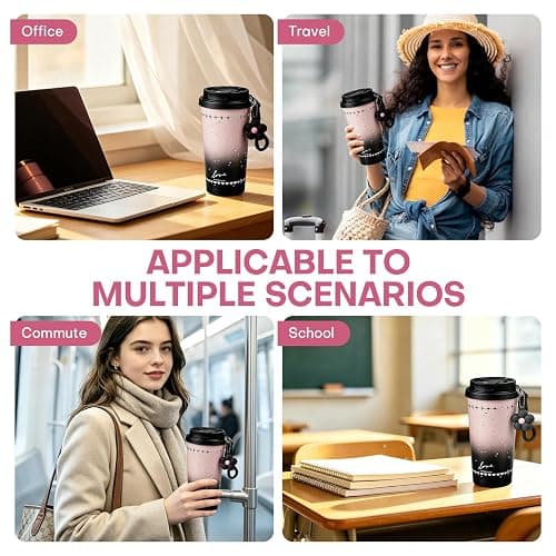 Rolitwils 18 oz Ceramic Lined Insulated Tumbler with Straw, Coffee Mug | Ceramic-lined coffee tumbler for clean coffee and tea taste; 316L stainless steel, 18 oz and straw lid for commuting. thumbnail 6
