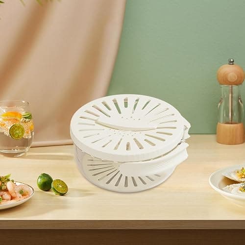 Bothyi Drain Basket Keeper Container Practical Fruit Colander Foldable Handle Food Storage Container Removable Basket for Strawberry, White thumbnail 2