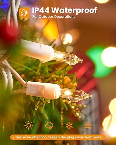 Minetom Clear Christmas Lights Set 100 Count 20 Feet Incandescent Bulb Mini String Lights for Indoor Christmas Tree Garland Birthday Wedding Party Festival Decoration, White Wire thumbnail 3
