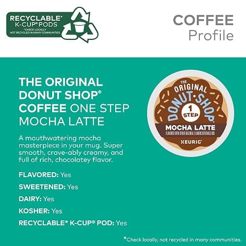 The Original Donut Shop Mocha One-Step Latte, Single Serve Coffee K-Cup Pod, Flavored Coffee, 20 Count thumbnail 2