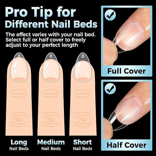 Luckyfairy Short Almond Gel Nail Tips 360Pcs, Pre Etched Nail Tips Almond Shape Full Cover Soft Gel Fake Nails for Nails Extension DIY Art Salon 12 Sizes thumbnail 9